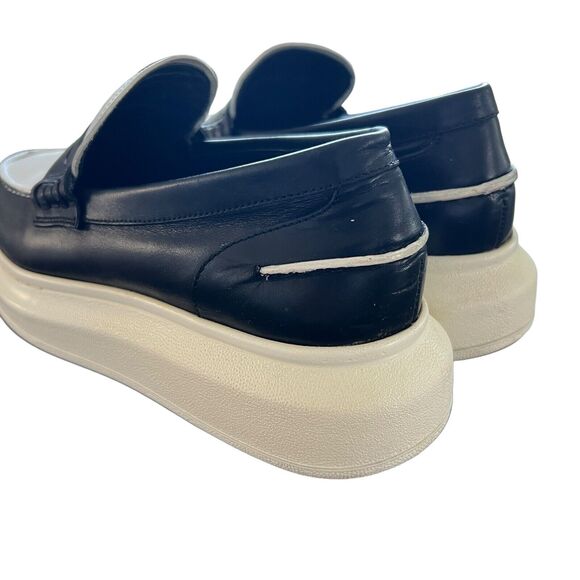ALEXANDER MCQUEEN Two Tone Leather Loafers Black White Size 39 - Picture 6 of 12